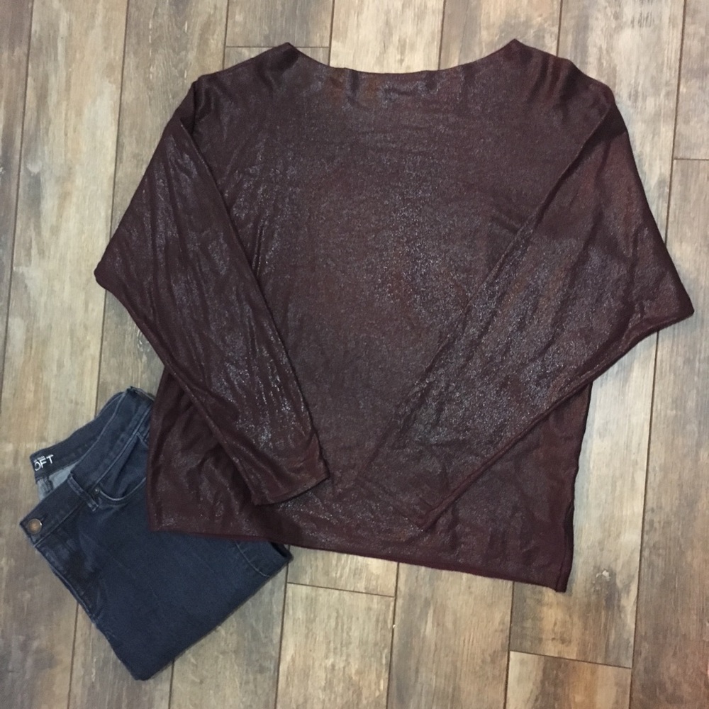 Ralph Lauren burgundy sparkle blouse Size large